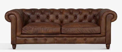 £1500 • Buy Halo Earle Chesterfield Dark Brown Leather Sofa (John Lewis), 3 Seater - Used