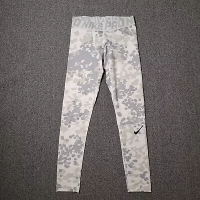 Nike Pro Pants Mens Large Camo Active Fitness Leggings  White / Gray FAST SHIP   • $15.95