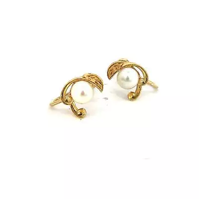 Mikimoto Estate Akoya Pearl Earrings 14k YG 6 Mm 3.4 Grams M363 • $690