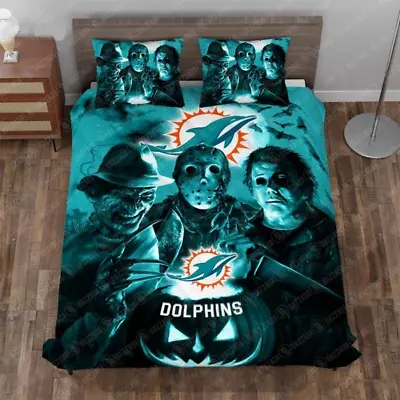 Michael Myers Miami Dolphins Halloween Horror Bedding Duvet Cover Set (4pcs) • $59.99