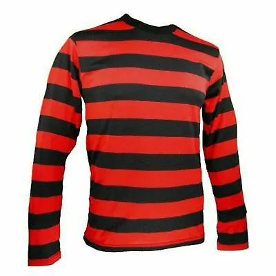 £9.99 • Buy Children Red Black Striped T-Shirt Denis Top Full Sleeve Fancy Dress Outfit UK