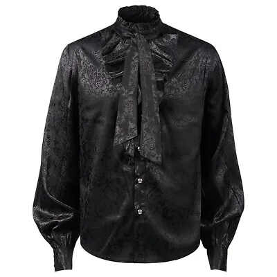 Medieval Men's Shirt Ruffle Collar Jacquard Blouse Pirate Vampire Men's Shirt • $26.99