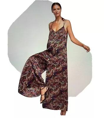 Last Price Reduction Rare Zara Medium Paisley Wide Leg Silky Jumpsuit • $30