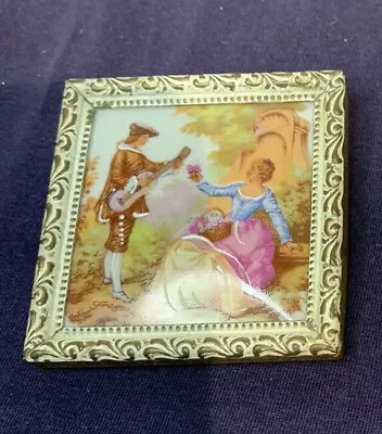 Vintage Meissner Limoges France Framed Miniature Hand Painted Romantic Scene • £10