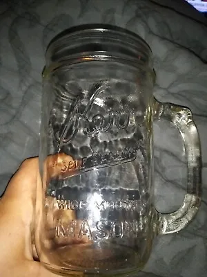 Vintage Kerr Self Sealing Wide Mouth Mason Jar Drinking Glass Mug 5.75  • $19.99