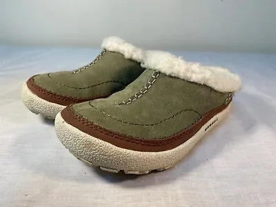 Merrell Spirit Tibet Slide Shoes Yout Kids Girls Green Leather Insulated - US 13 • $17.99