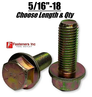 5/16 -18 Grade 8 Flange Frame Bolt Yellow Zinc Plated (All Sizes & Qty's) 5/16  • $13.35