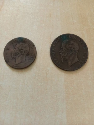 £1.99 • Buy 1867 Italy 10 Centesimi Coin, Plus Another Damaged Smaller Coin.