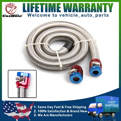 Universal Flexible 3/8 In Stainless Steel Braided Brake Gas /Oil /Fuel Line Hose • $15.99