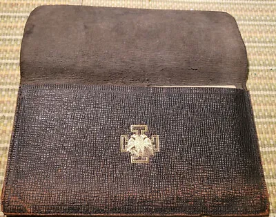 1919 Freemason's Masonic  Certificate. Gold Eagle Teutonic Cross Leather Wallet • $14.93