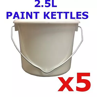 5 X 2.5 Litre Plastic Paint Kettles  Paint Kettle 2.5L Painting Pots • £9.34