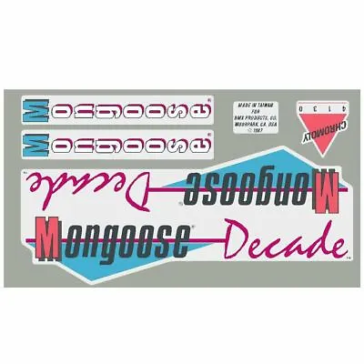 1987 Mongoose - Decade Decal Set - White Chrome Or Mint Frame • $44.95