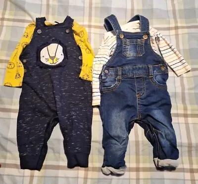 £6.50 • Buy Bundle Baby Boys 0-3 Up To 3 Months Dungarees And Tops Outfits