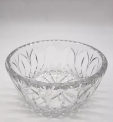 Vtg Czech Bohemian Heavy Lead Clear Crystal Cut 7  Glass Bowl Starburst Pattern • $35
