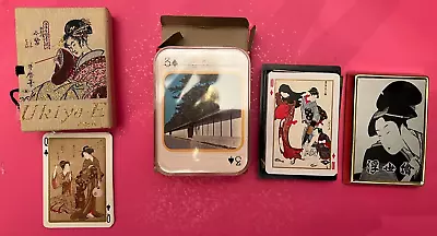 Three Lots Of Unused Vintage Japanese Scenes Plastic Playing Cards • $25