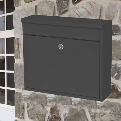 Post Box Letter Mail Elegance Square Lockable Outside Wall Mounted With 2 Keys • £16.95
