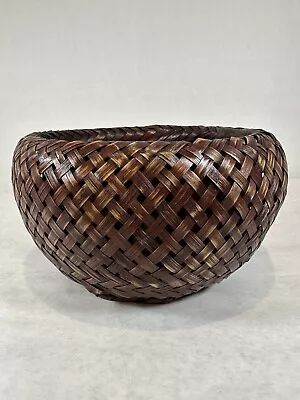 Bamboo Hand Woven Fruit Bread Bowl Pot Basket Double Layer • $10