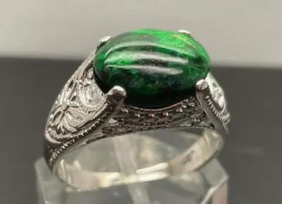 4.9 Ct Maw Sit Sit Jade Sterling Silver Mens Ring Sz 11.5 7+gr Epic Color • $145