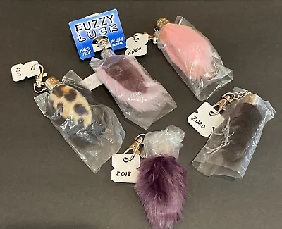 LOT Of 5 Multicored Faux Fur Plush RABBIT FOOT KEY CHAINS  - Fuzzy Luck • $45