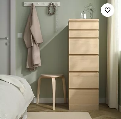 IKEA Malm Chest Of 6 Drawers With Mirror Top • £19.95