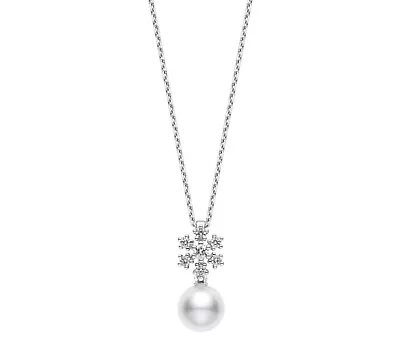 NEW Mikimoto Classic Collection Akoya Pearl And Diamond Pendant 18kt White Gold • $1899.99