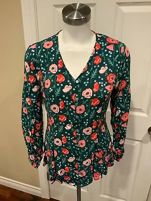 Matilda Jane Green Button Front Floral Print Shirt Size Small • $19.28