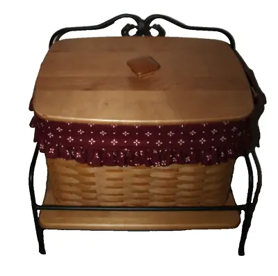 Longaberger Newspaper Magazine Basket  Protector Traditional Red Liner Stand • $209.99