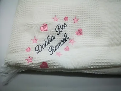 £12.99 • Buy Personalised Baby Dimple Comforter  SHAWL Blanket Boy Girl Gift Stars / Hearts