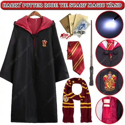 $11.99 • Buy Harry Potter Hermione Ron Gryffindor Robe Cloak Tie LED Magic Wand Scarf Costume