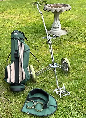 Vintage Ajay Playmate Model 1360 Golf Caddy Cart With Voit Green Canvas Bag • $55.23