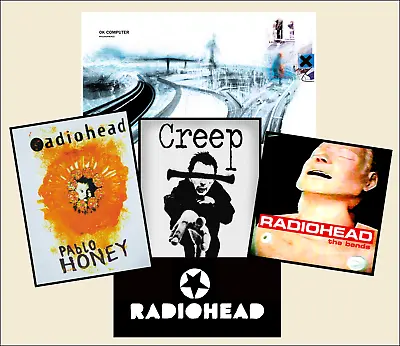 RADIOHEAD  Set Of FIVE Large Glossy Vinyl Promo Stickers OK Computer Bends+ • £5.49
