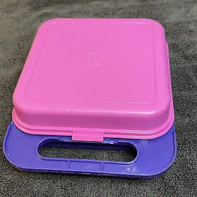 TUPPERWARE Vintage Pink & Purple Alphabet Carry Case Lunch & Storage Box • $13