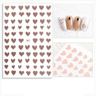 £2.85 • Buy Nail Art Stickers Decals Transfers Valentines Day Rose Gold Love Hearts (967RG)