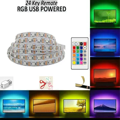 £7.37 • Buy LED Strip Lights USB 1-5M 5050 5M RGB Light White Colour Changing Tape TV UK