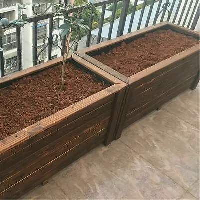 35in Large Garden Planter Box Big Volum Plants Herbs Growing Box Carbonized Wood • $42.95