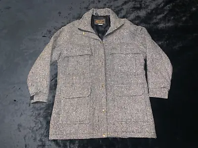 Mens VTG Eddie Bauer Wool Tweed Makinaw Cape Jacket Size M • $99.99