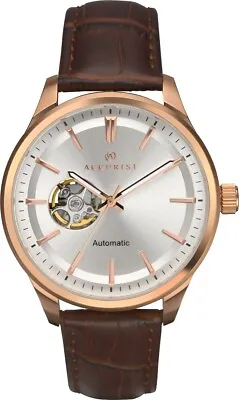 Accurist Mens Automatic Brown Strap And Silver Dial Watch 7702 • £84.99