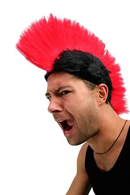 Carnival: Wig Punk Mohawk Mohican Iro Anarchy Black/Red LM-420-P103/PC13 • $9.58