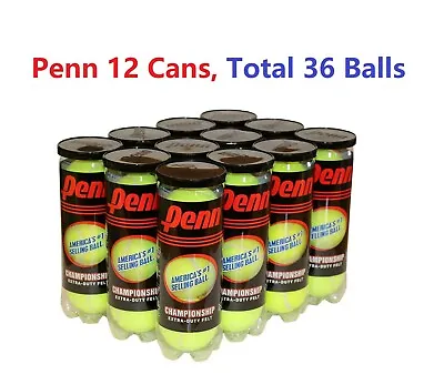 $57.97 • Buy 12 Cans Penn Championship Tennis Balls Extra Duty Felt Total 36 Balls
