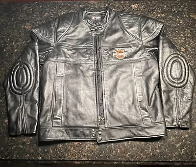 Vintage Harley Davidson Men’s Italian Black Leather Motorcycle Jacket (XL) • $274.95