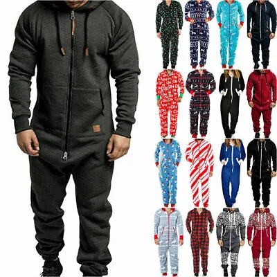 Men's Hooded 1Onesie All In OnePlaysuit Zip One Piece Warm Loungewear Jumpsuit-ξ • £35.64