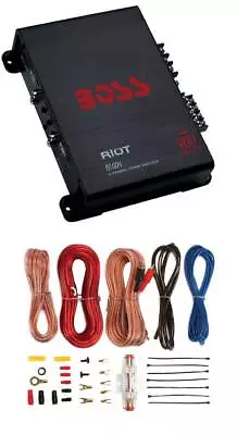 BOSS Audio R1004 Riot 400W 4 Channel Car Power Amplifier Mosfet W/ 8 Ga Amp Kit • $71.99