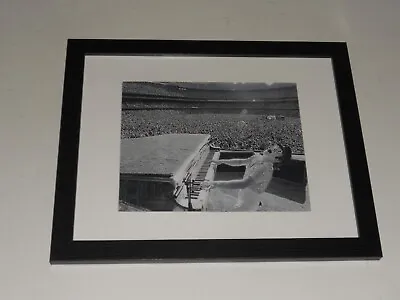 Framed Elton John At His Piano Dodger Stadium 1974 B/w Huge Crowd 13  By 16  • $45