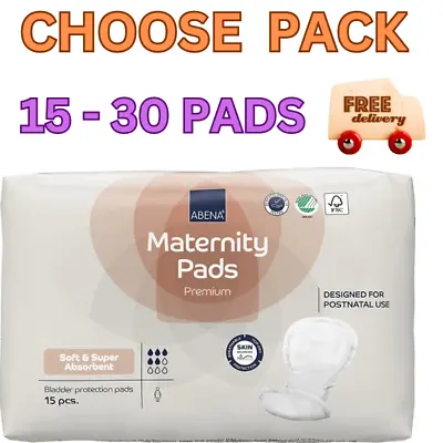 Abena Premium Maternity Pads For Women Mother Disposable Sanitary Pad 15-30 Pack • £9.95
