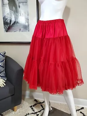 Vintage Antique Retro Pin-up SAM'S SZ S 25  RED Petticoat Crinoline Rockabilly • $34.99