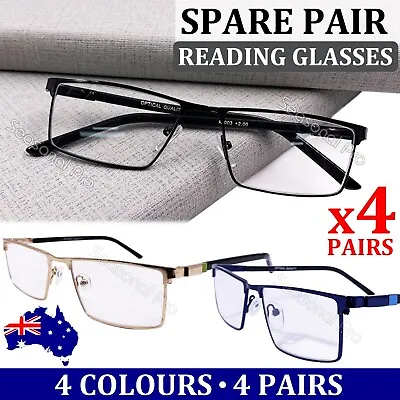 4 Pairs Standard Full Frame Metal Adult Reading Glasses +1.0~+3.5 Men Women AU • $4.95