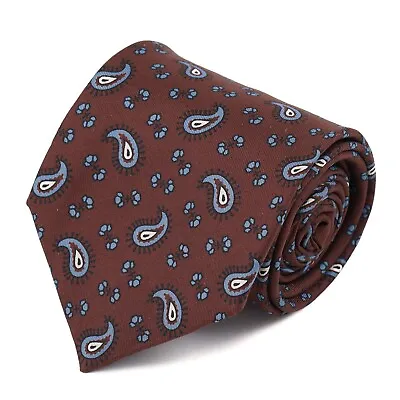 E.Marinella Napoli Archive 1956 Brown And Sky Blue Paisley Print Silk Tie • $119