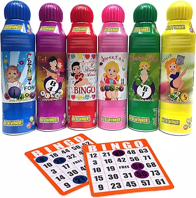 Lucky Lady Bingo Daubers For Adults - 6-Pack Assorted Colors Bingo Markers - Smo • $21.82