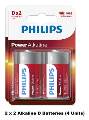 Philips Alkaline D Battery 2 X 2-Pieces Set (4 Batteries) • $10.62