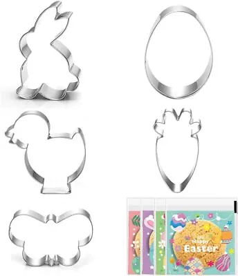 Large Easter Cookie Cutters - 5 Pieces Shape - Bunny Egg...  • $13.96